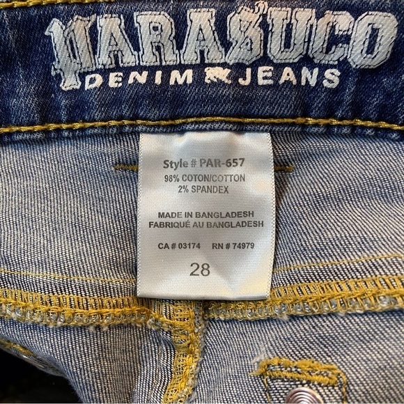 Parasuco jeans low rise lightly distressed straight skinny leg stretchy denim 28 - Picture 4 of 12